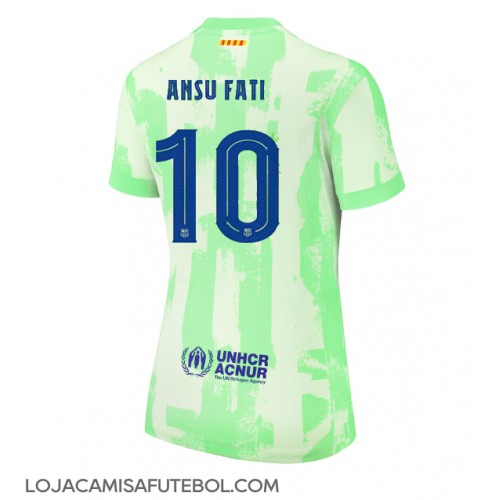 Camisa de Futebol Barcelona Ansu Fati #10 Equipamento Alternativo Mulheres 2024-25 Manga Curta